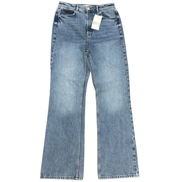 Zara High Rise Button Fly Blue Jeans - Picture 1 of 8